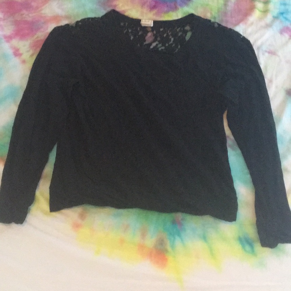 Black lace shoulder sweater M